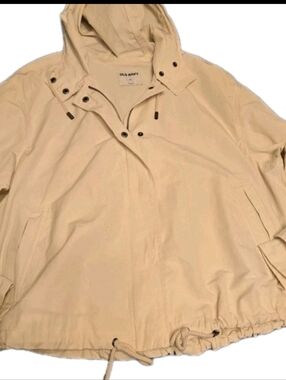 Old Navy Womens Medium Hooded Utility Jacket Anorak Cream Ivory Full Zip Cotton